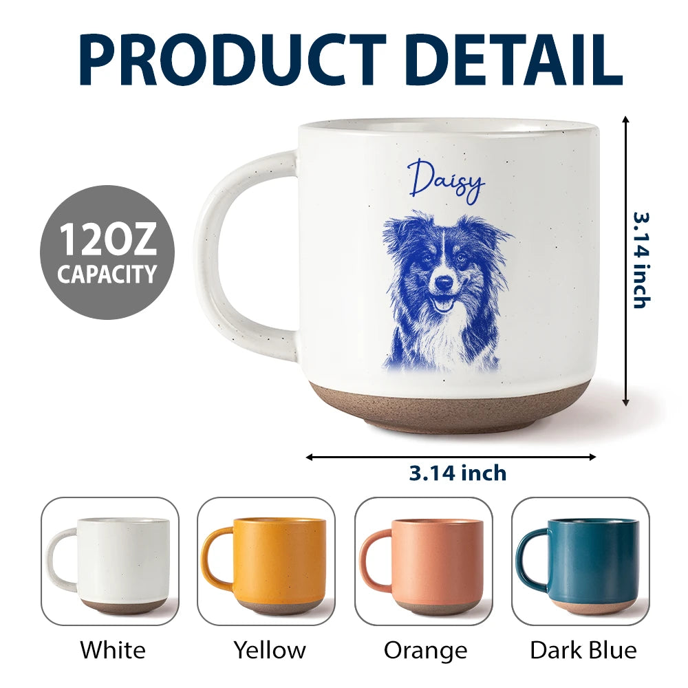 Pet Lovers,Pet Mom,Pet Dad,Dog Lovers,Dog Mom,Dog Dad,Cat Lovers,Cat Mom,Cat Dad,Love,Custom Photo - Custom Photo Pencil Sketch Dog Cat Portrait - Personalized Pottery Mug
