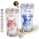 Pet Lovers,Pet Mom,Pet Dad,Dog Lovers,Dog Mom,Dog Dad,Cat Lovers,Cat Mom,Cat Dad,Happy,Custom Photo - Custom Photo Pencil Sketch Dog Cat Portrait - Personalized Tumbler