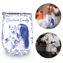 Pet Lovers,Pet Mom,Pet Dad,Dog Lovers,Dog Mom,Dog Dad,Cat Lovers,Cat Mom,Cat Dad,Happy,Custom Photo - Custom Photo Pencil Sketch Dog Cat Portrait - Personalized Wine Tumbler