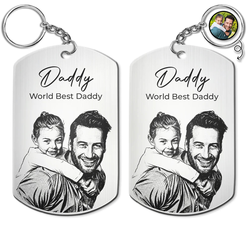 Custom Photo Pencil Sketch Family Besties Dog Cat Portrait - Personalized Aluminum Keychain