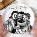 Family, Gift For Bestie, Dog Lovers, Cat Lovers, Happy, Custom Photo, Gift For Mother, Gift For Father - Custom Photo Pencil Sketch Family Dog Cat Portrait - Personalized Ceramic Plate