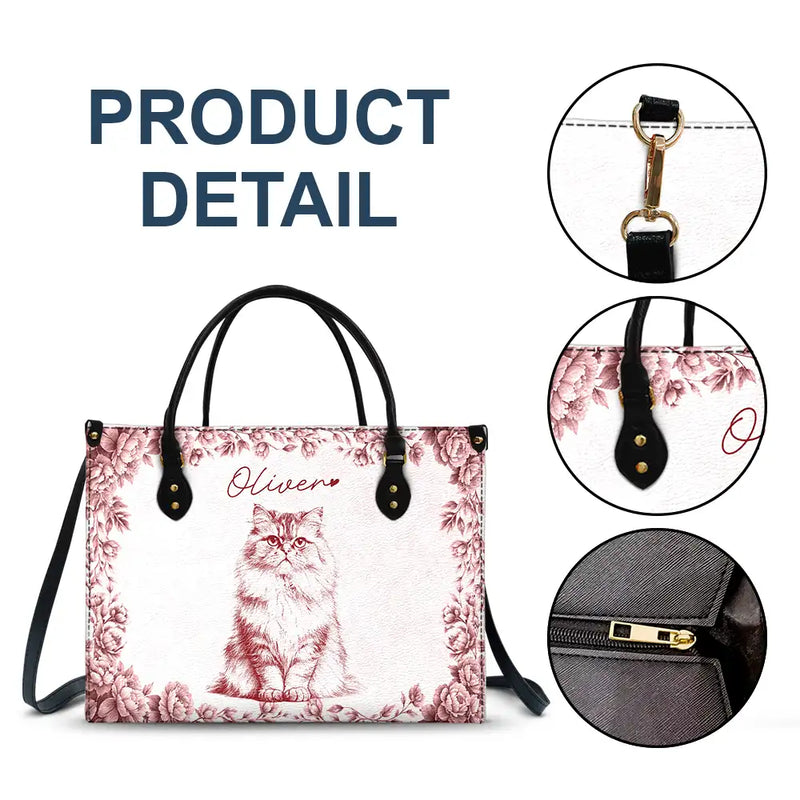 Family,Gift For Bestie,Dog Lovers,Cat Lovers,Happy,Custom Photo,Gift For Mother,Gift For Father - Custom Photo Pencil Sketch Family Dog Cat Portrait - Personalized Leather Bag