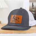 Gift For Mother,Gift For Father,Love,New Dad,New Mom - Custom Photo Pencil Sketch Family Dog Cat Portrait - Personalized Leather Patch Hat