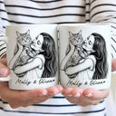 Gift For Mother,Gift For Father,Love,New Dad,New Mom - Custom Photo Pencil Sketch Family Dog Cat Portrait - Personalized Mug