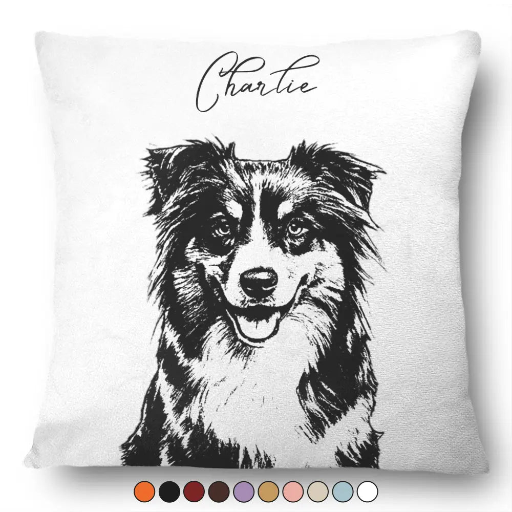 Family,Gift For Bestie,Dog Lovers,Cat Lovers,Happy,Custom Photo,Gift For Mother,Gift For Father - Custom Photo Pencil Sketch Family Dog Cat Portrait - Personalized Pillow