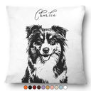 Family,Gift For Bestie,Dog Lovers,Cat Lovers,Happy,Custom Photo,Gift For Mother,Gift For Father - Custom Photo Pencil Sketch Family Dog Cat Portrait - Personalized Pillow