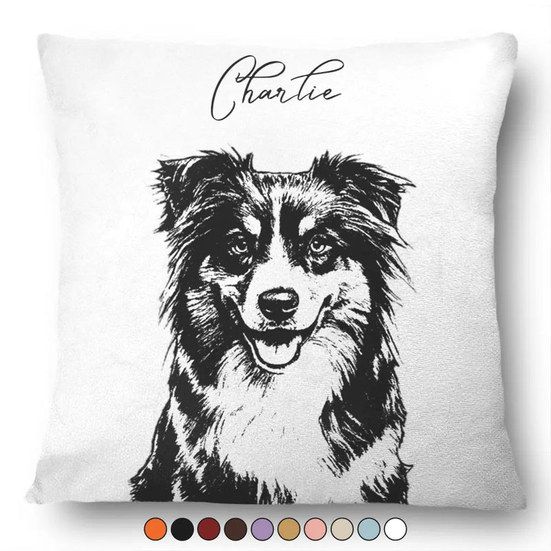 Family,Gift For Bestie,Dog Lovers,Cat Lovers,Happy,Custom Photo,Gift For Mother,Gift For Father - Custom Photo Pencil Sketch Family Dog Cat Portrait - Personalized Pillow