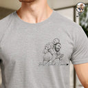 Custom Photo Pencil Sketch Family Dog Cat Portrait - Personalized T Shirt