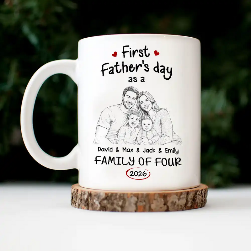 Gift For Mother,Gift For Father,Gift For Kids,Gift For Men,Gift For Women,Happy,Family,Custom Photo - Custom Photo Pencil Sketch First Time Ever As A Family Of Three - Personalized Mug