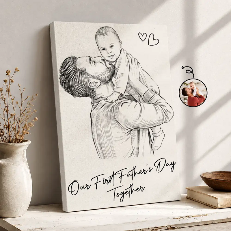 Gift For Father,New Dad,Gift For Grandpa,Top Market,Non-Eng,Photo - Pencil Sketch,Adorable - Custom Photo Pencil Sketch Forever Your Little Girl - Personalized Poster