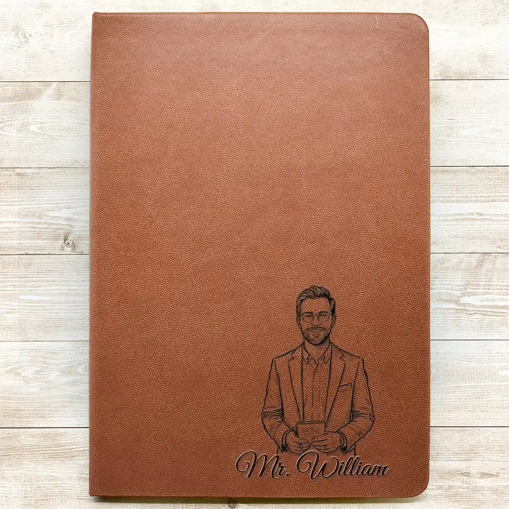 Grateful,Art Design,Teacher,Back To School,Retirement,Photo - Pencil Sketch - Remove BG - Custom Photo Pencil Sketch Funny Things My Students - Personalized Leather Journal