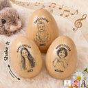 Grandpa,Grandkids,Gift For Kids,Grandma,Gift For Grandkids,Parents,Dad,Children,Mom - Children,Easter - Custom Photo Pencil Sketch Happy Kids Easter - Personalized Musical Wooden Easter Egg Shaker