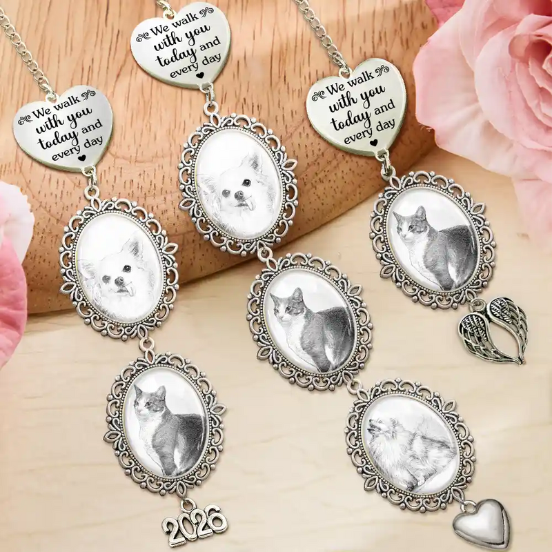 Memorial, Sad, Parents, Gift For Grandparents, Gift For Daughter, Gift For Son, Graduation - Custom Photo Pencil Sketch I Am Walking Beside You Memorial - Personalized Graduation Tassel Charm