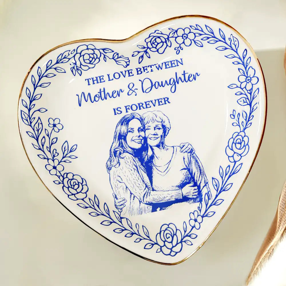 Happy,Gift For Wife,Gift For Women,Gift For Mother,Gift For Grandma - Custom Photo Pencil Sketch I Love You Mom Grandma - Personalized Ring Dish