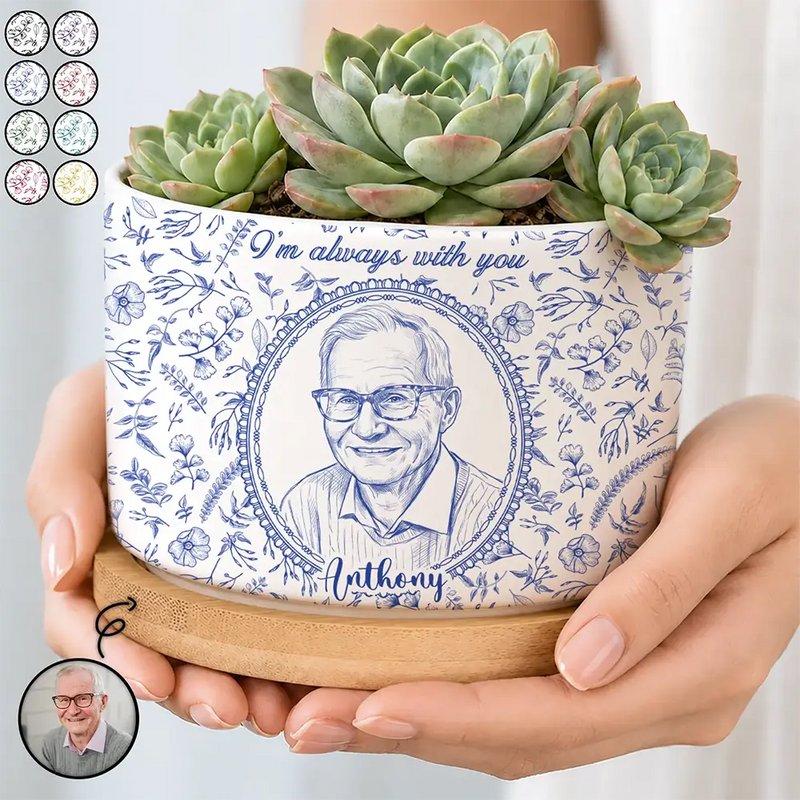 Art Design,Memorial Loved One,Healing,Family,Memorial,Photo - Pencil Sketch - Remove BG - Custom Photo Pencil Sketch In Loving Memory Family Parents Grandparents Portrait Memorial Remembrance - Personalized Plant Pot