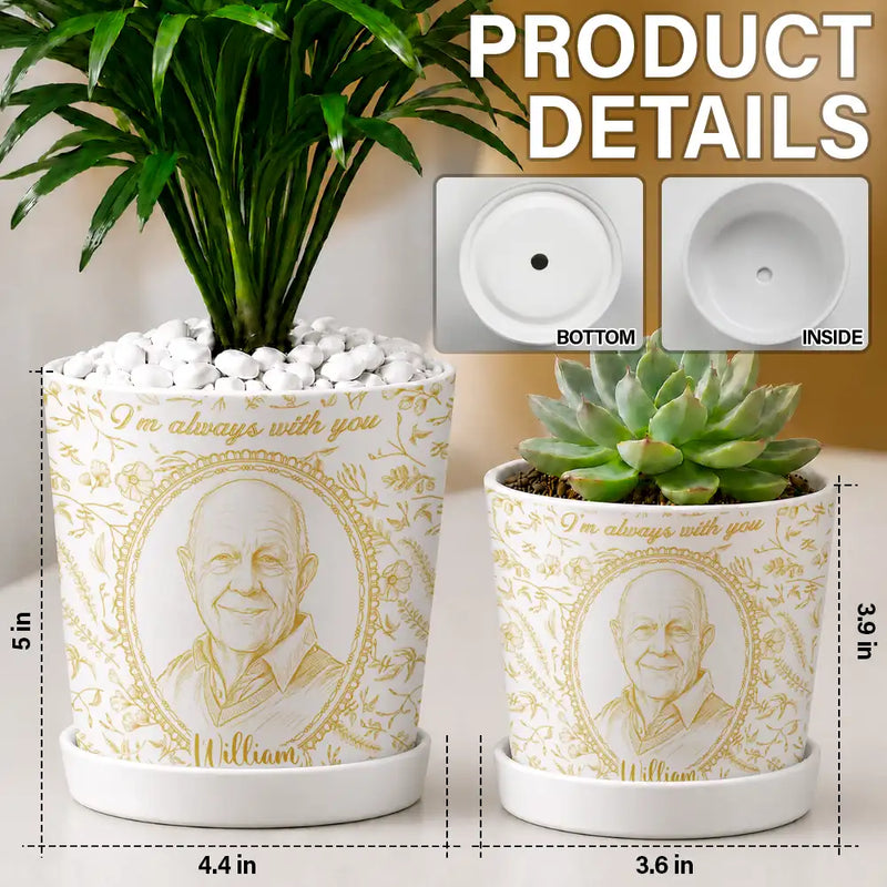 Art Design,Memorial Loved One,Healing,Family,Memorial,Photo - Pencil Sketch - Remove BG - Custom Photo Pencil Sketch In Loving Memory Family Parents Grandparents Portrait Memorial Remembrance - Personalized Plant Pot