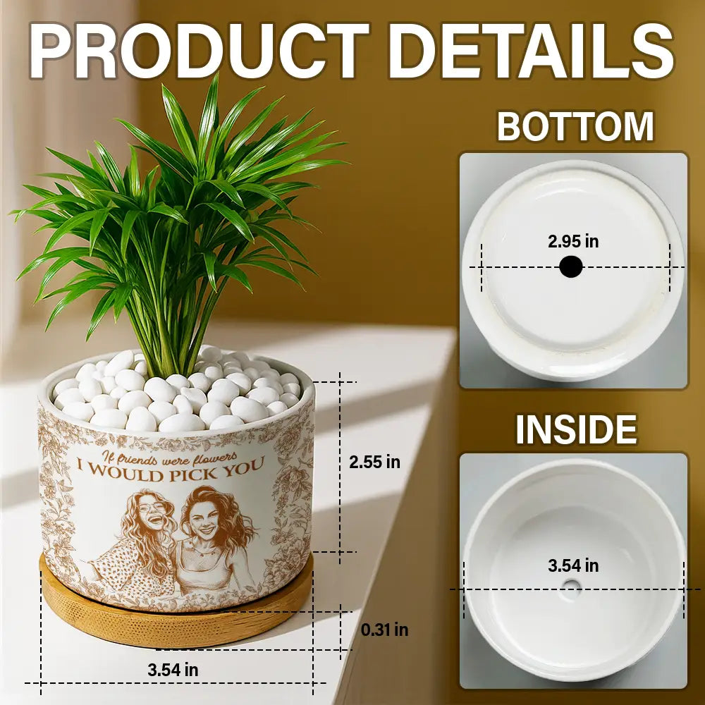 Custom Photo,Gift For Bestie,Funny - Custom Photo Pencil Sketch It Takes A Long Time To Grow An Old Friend - Personalized Ceramic Plant Pot
