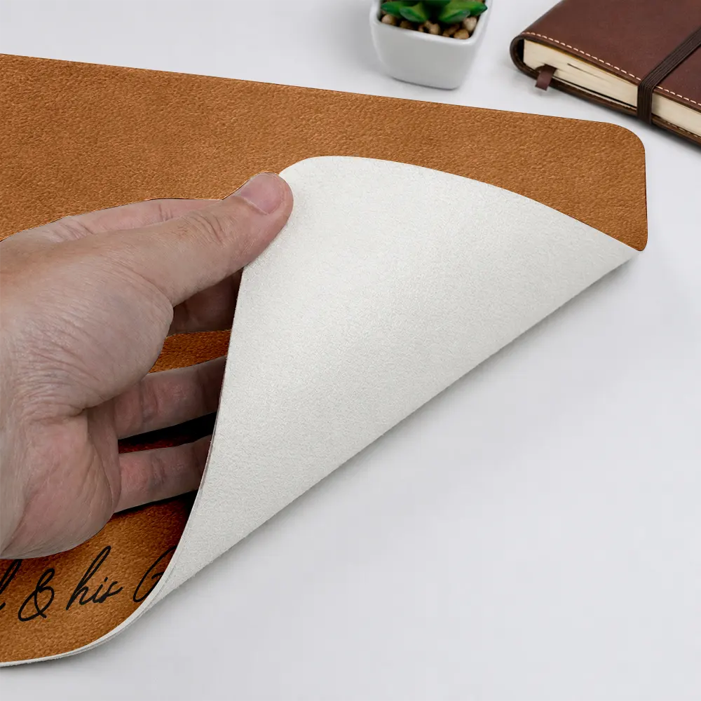 Gift For Husband,Gift For Men,Gift For Father,Dad - Sons,Dad - Children,Non-Eng,Photo - Pencil Sketch,Sentimental - Custom Photo Pencil Sketch Just A Dad And His Girl - Personalized Leather Desk Mat