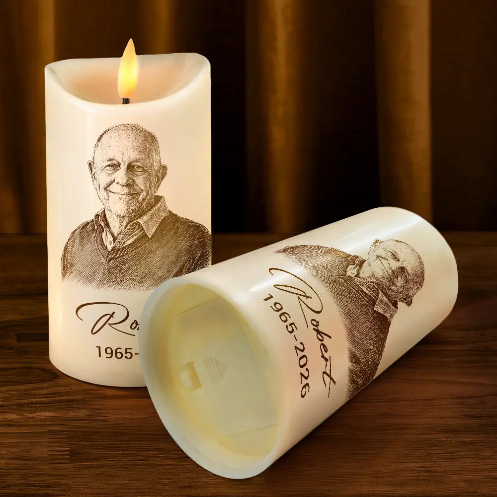 Family, Gift For Bestie, Dog Lovers, Cat Lovers, Custom Photo, Gift For Mother, Gift For Father, Memorial, Love - Custom Photo Pencil Sketch Memorial Family Dog Cat Portrait - Personalized Flameless LED Candle