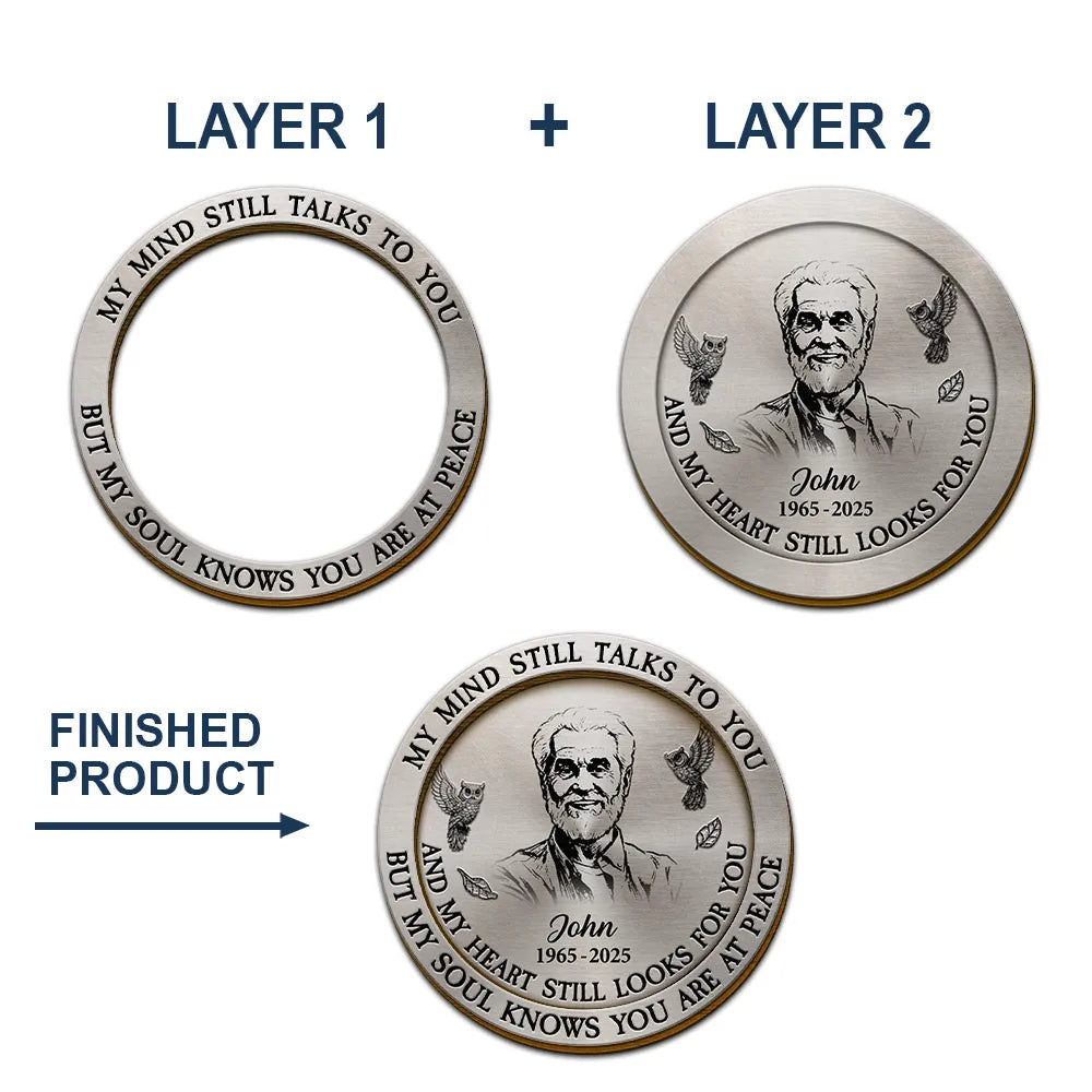 Memorial,Family,Sad,Parents,Gift For Grandparents - Custom Photo Pencil Sketch Memorial My Mind Still Talks To You - Personalized Custom Shaped Car Visor Clip