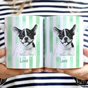 Pet Lovers, Pet Mom, Happy - Custom Photo Pencil Sketch Pet Portrait & Name - Personalized White Edge-to-Edge Mug