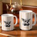 Pet Lovers, Pet Mom, Happy - Custom Photo Pencil Sketch Pet Portrait & Name - Personalized White Edge-to-Edge Mug