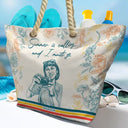 Gift For Yourself,Gift For Women,Custom Photo,Beach,Art Design,Summer,Playful,Photo - Pencil Sketch - Remove BG - Custom Photo Pencil Sketch Retro Style A Girl Who Loves Beaches - Personalized Beach Bag