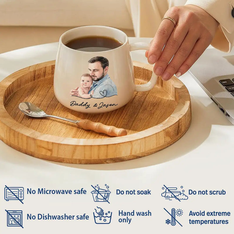 Custom Photo,New Baby,Art Design,Gift For Father,New Dad,Adorable,Photo - Pencil Sketch - Remove BG,Time-to-Clock - Custom Photo Pencil Sketch The Moment You Became My Mom Dad - Personalized Tapered Mug