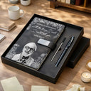 Gift For Yourself, Gift For Women, Gift For Men, Sad - Custom Photo Pencil Sketch Things I Wish I Could Tell You - Personalized Leather Notebook Set