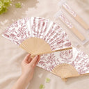 Grateful,Art Design,Gift For Bestie,Wedding,Photo - Pencil Sketch - Remove BG - Custom Photo Pencil Sketch Toile De Jouy Couple Wedding - Personalized Hand Folding Fans