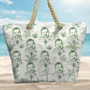 Custom Photo, Art Design, Summer, Pet Lovers, Playful, Photo - Pencil Sketch - Remove BG - Custom Photo Pencil Sketch Toile De Jouy Pattern Family Pet - Personalized Beach Bag