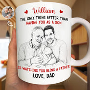 Mom - Daughters (Adult),Mom - Sons,Dad - Daughters (Adult),Dad - Sons,New Dad,New Mom,Love - Custom Photo Pencil Sketch Watching You Being A Mom - Personalized Mug