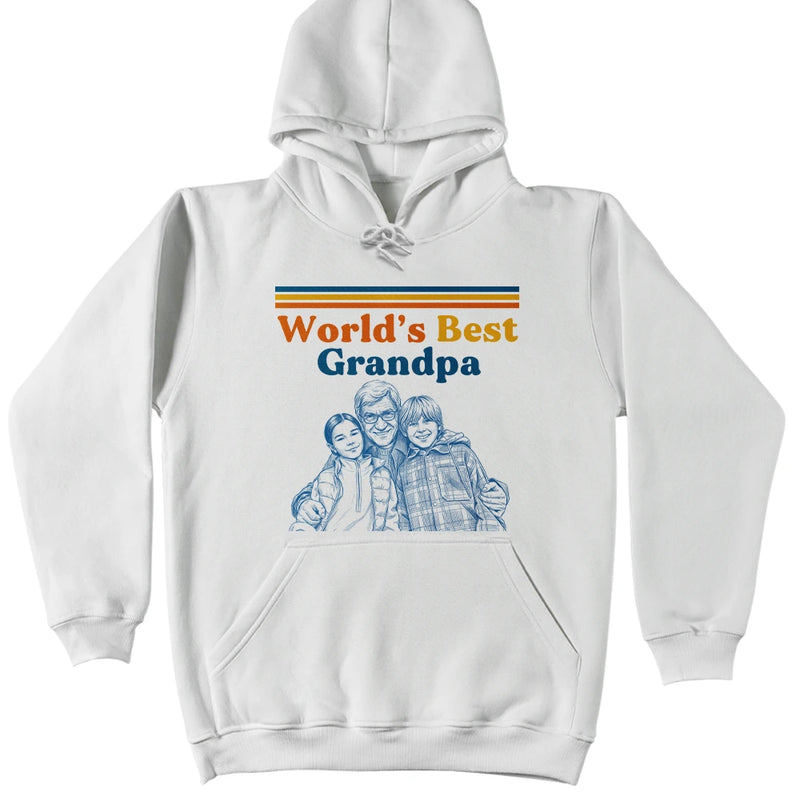 Gift For Father,Custom Photo,Art Design,Proud,Photo - Pencil Sketch - Remove BG - Custom Photo Pencil Sketch World's Best Dad Retro - Personalized T Shirt