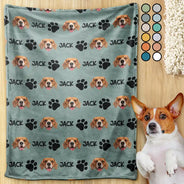 Custom Photo,Pet Lovers,Happy - Custom Photo Pet Dog Cat Face - Personalized Pet Blanket