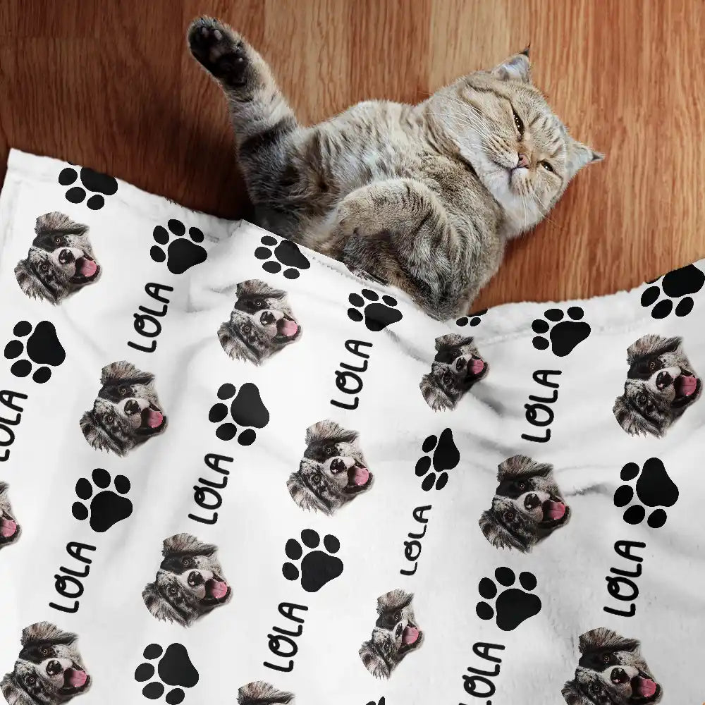 Custom Photo,Pet Lovers,Happy - Custom Photo Pet Dog Cat Face - Personalized Pet Blanket