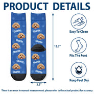 Adorable,Custom Photo,Pet Lovers,Cut-Face Photo,Icon - Custom Photo Pet Kid Face Pattern Funny - Personalized Crew Socks