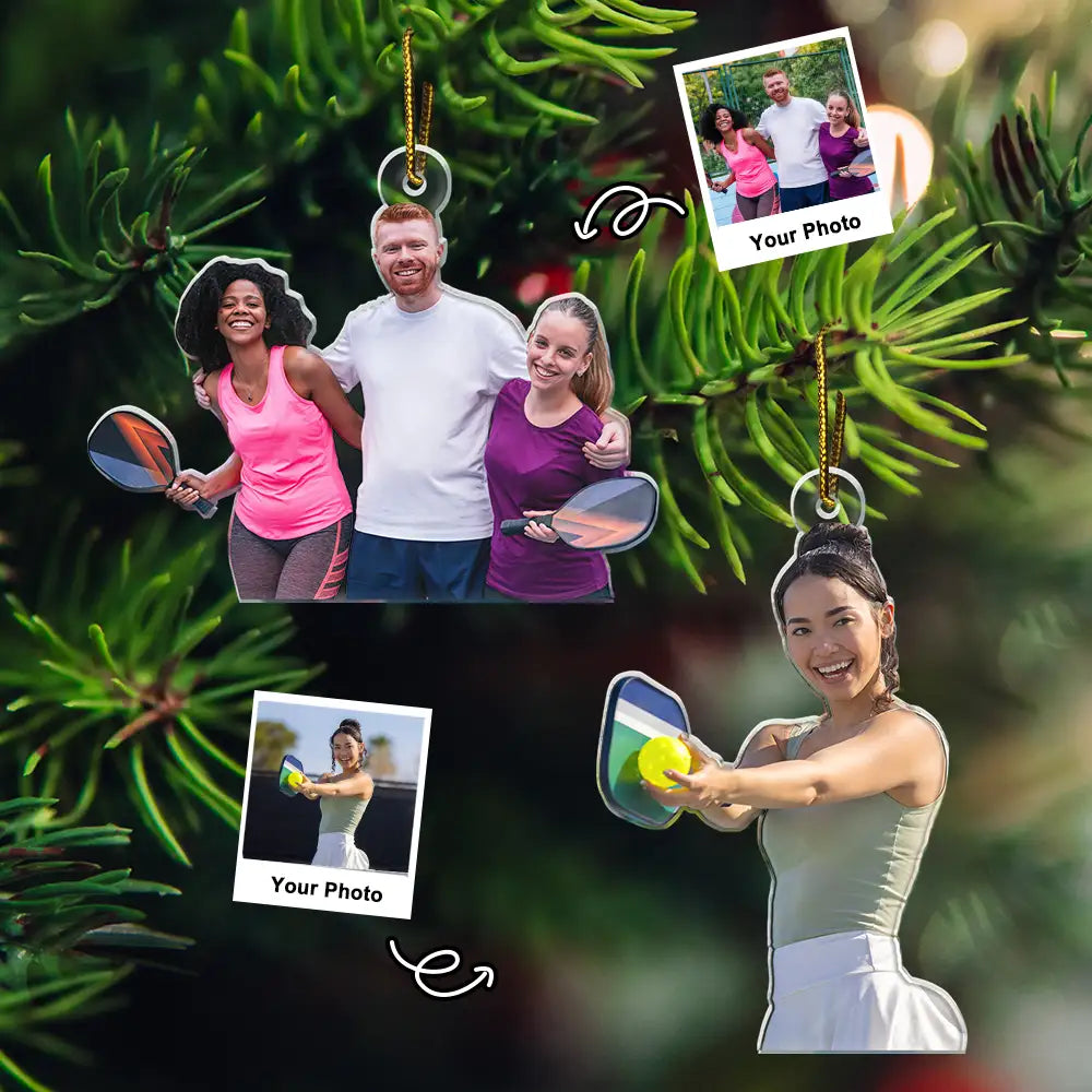 Custom Photo Pickleball Christmas Decorations - Personalized Acrylic Photo Ornament