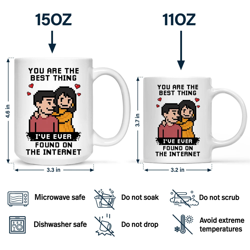 Gift For Couples,Gift For Husband,Gift For Wife,Gift For Boyfriend,Gift For Girlfriend,Dog Couple,Cat Couple,Pet Couple,Love,LGBT - Custom Photo Pixel Art Effect Found On The Internet - Personalized Mug