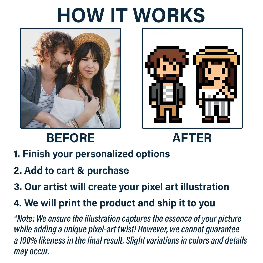 Gift For Couples,Gift For Husband,Gift For Wife,Gift For Boyfriend,Gift For Girlfriend,Love,LGBT - Custom Photo Pixel Art Standee Started With A Message - Personalized Mug