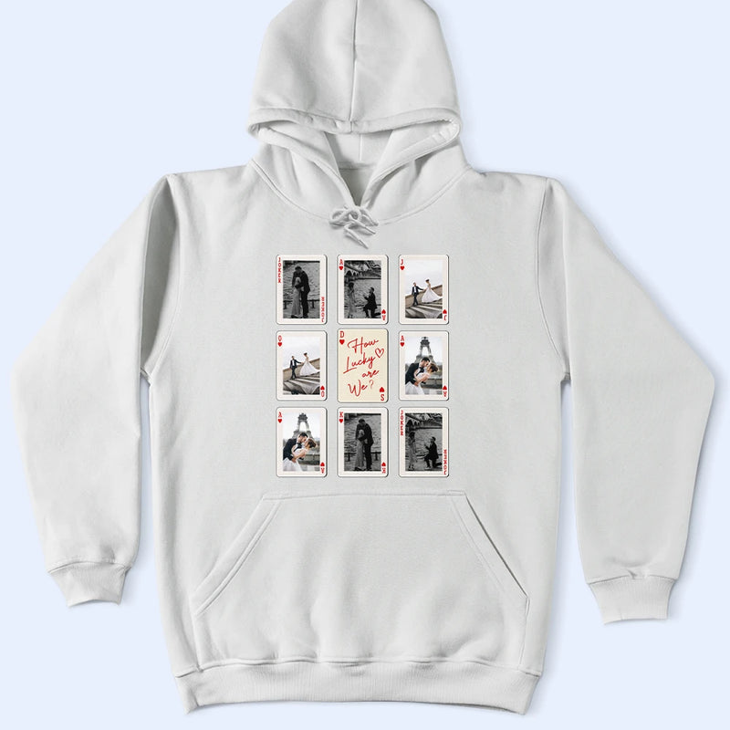 Gift For Couples,Old Couples,Gift For Husband,Gift For Wife,Gift For Boyfriend,Gift For Girlfriend,Custom Photo,Love - Custom Photo Playing Card Couple Lucky In Love - Personalized T Shirt