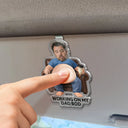 Gift For Father,Custom Photo,Humorous,Cut-Face Photo - Custom Photo Poke Dad Bod Belly - Personalized Squishy Acrylic Car Visor Clip