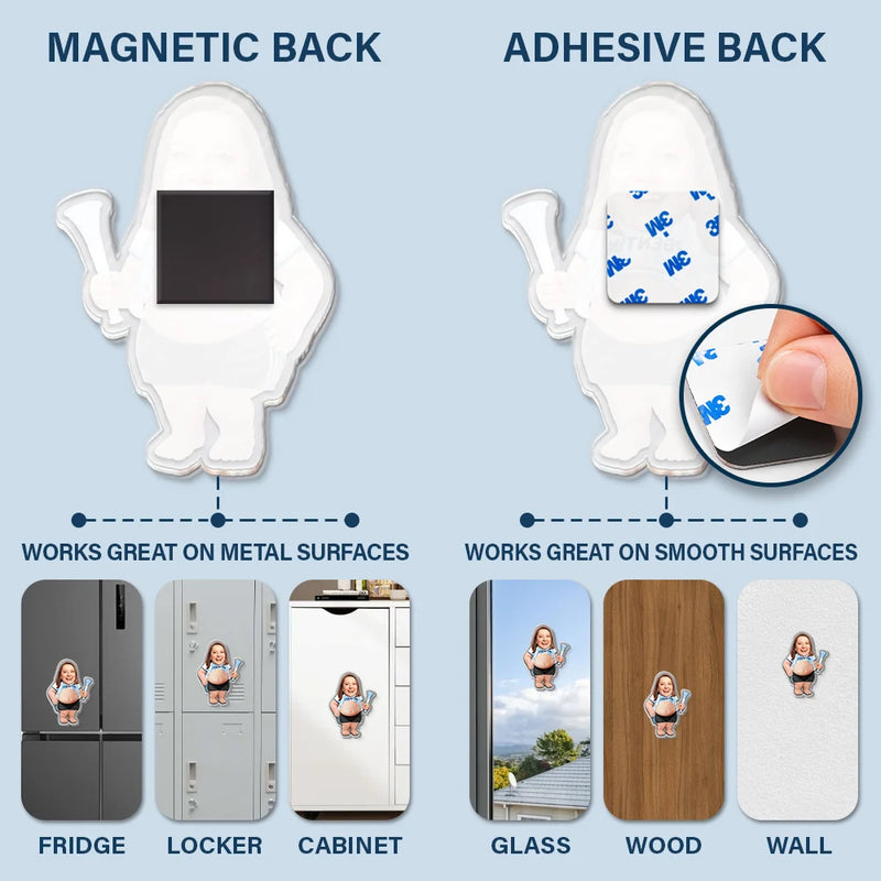 Custom Photo, Football (Soccer), Gift For Yourself, Humorous, Summer Soccer Games, Cut-Face Photo - Custom Photo Poke The Belly For Victory - Personalized Squishy Acrylic Fridge Magnet