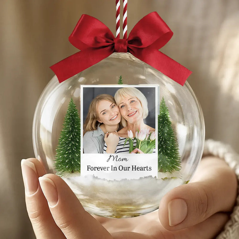 Christmas,Custom Photo,Family,Happy - Custom Photo Polaroid Family Photo With Personal Message - Personalized 3D Acrylic Ball Ornament