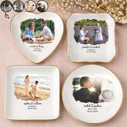 Custom Photo Proposal Engagement Engaged Wedding Couple - Personalized Ring Dish