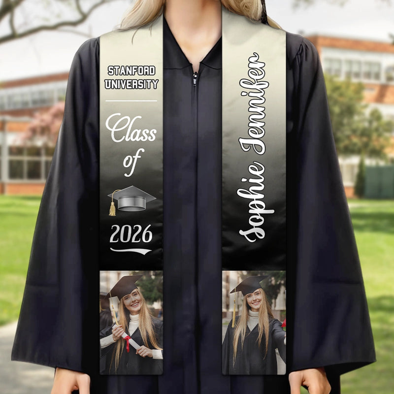 Custom Photo Proud Graduate Of The Class - Graduation Gift - Personalized Stoles
