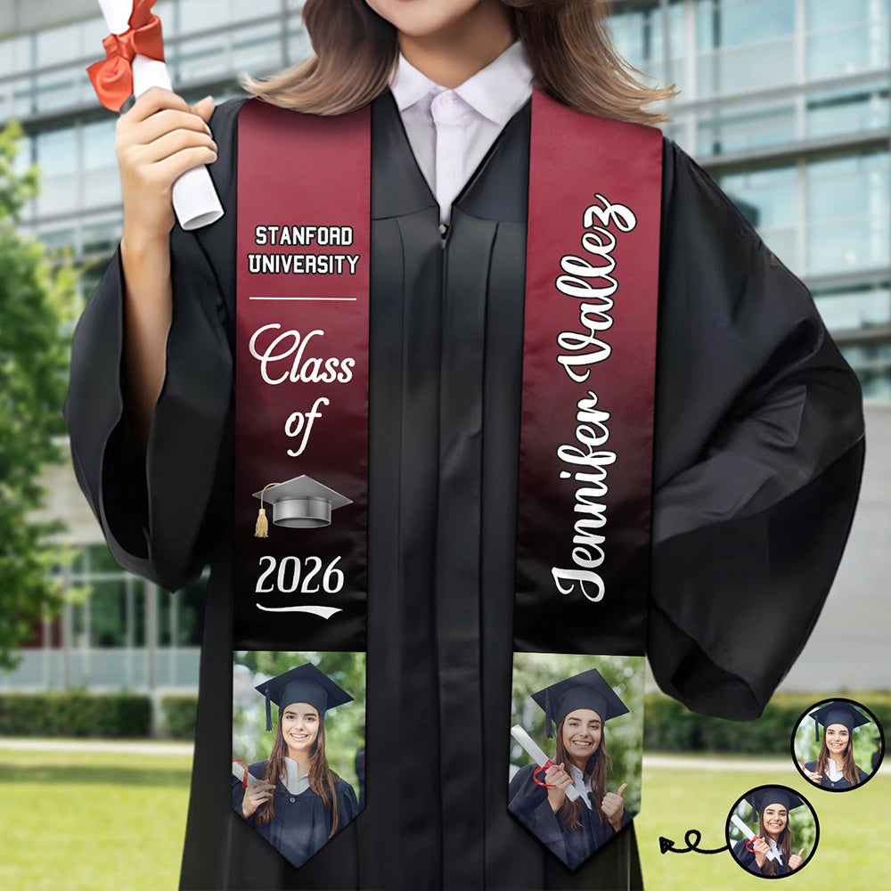 Custom Photo Proud Graduate Of The Class - Graduation Gift - Personalized Stoles