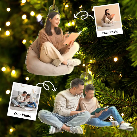 Custom Photo Reading Lovers - Personalized Acrylic Photo Ornament