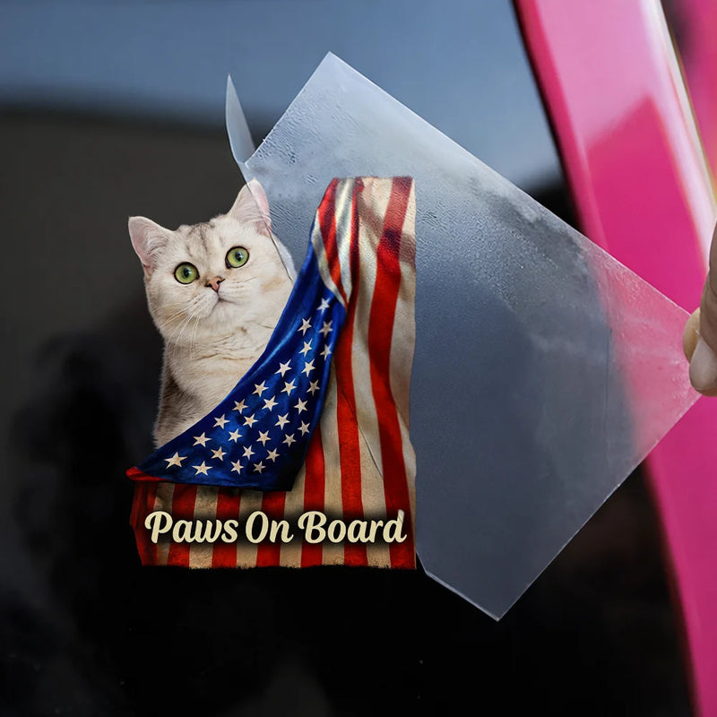 Pet Lovers, New baby, Independence Day, Custom Photo, Happy - Custom Photo Realistic Flag Baby And Paws On Board - Personalized Decor Decal