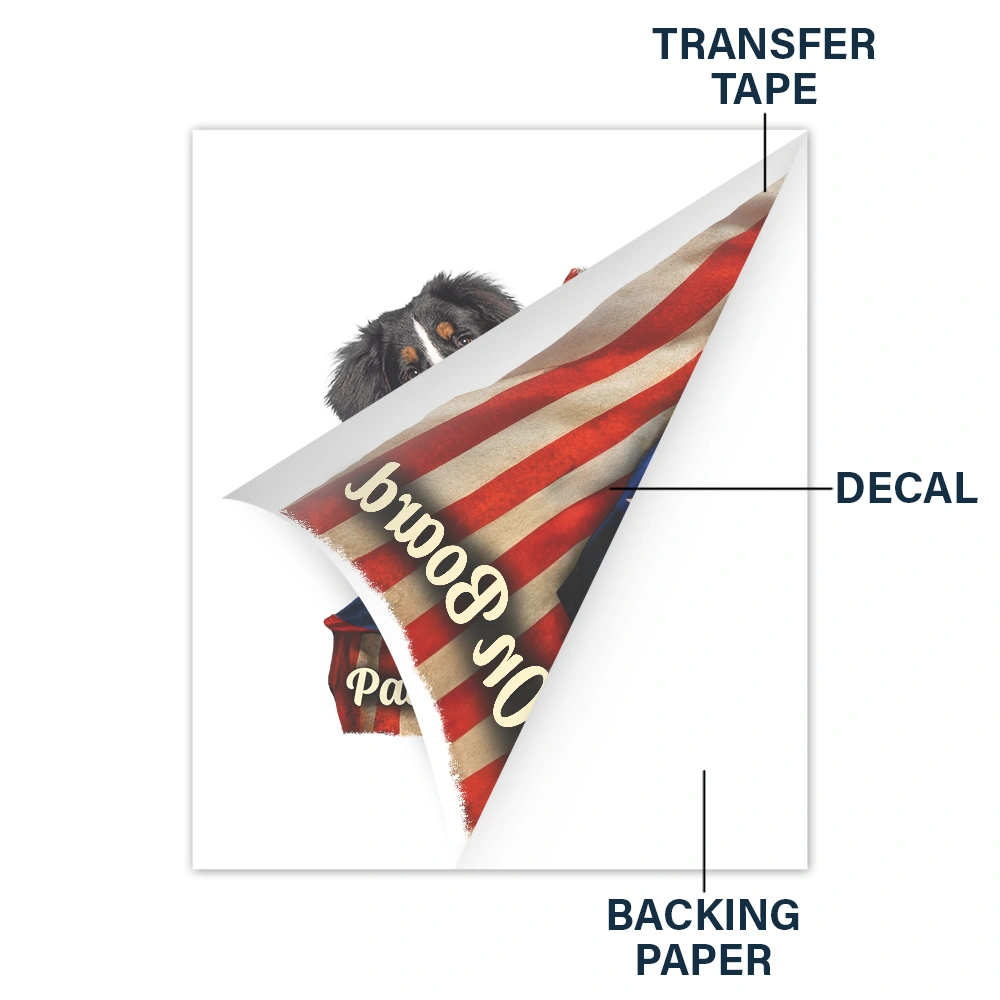 Pet Lovers, New baby, Independence Day, Custom Photo, Happy - Custom Photo Realistic Flag Baby And Paws On Board - Personalized Decor Decal