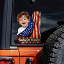 Pet Lovers, New baby, Independence Day, Custom Photo, Happy - Custom Photo Realistic Flag Baby And Paws On Board - Personalized Decor Decal